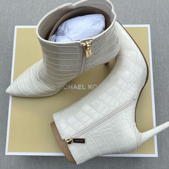 Michael Kors Ivory Croc-Embossed Booties - Picture 8 of 10